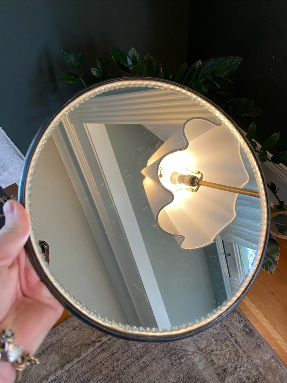 VTG Art Deco Art Nouveau Silver Plated Beveled Plateau Mirror Vanity Tray FS Co